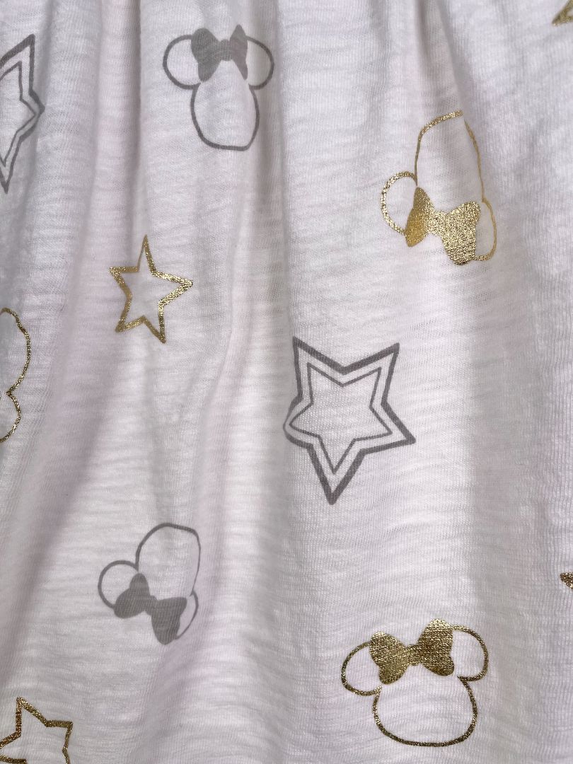 4/4T, babyGap, White, Ruffle strap Minnie Mouse and star print dress; grey, gold metallic