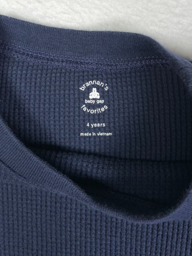 4/4T, babyGap, Blue, Long-sleeve waffle-knit shirt