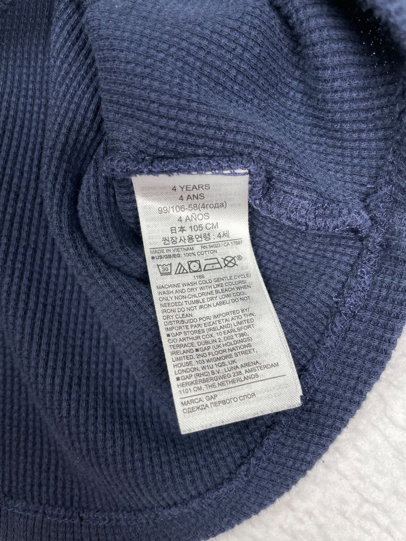 4/4T, babyGap, Blue, Long-sleeve waffle-knit shirt