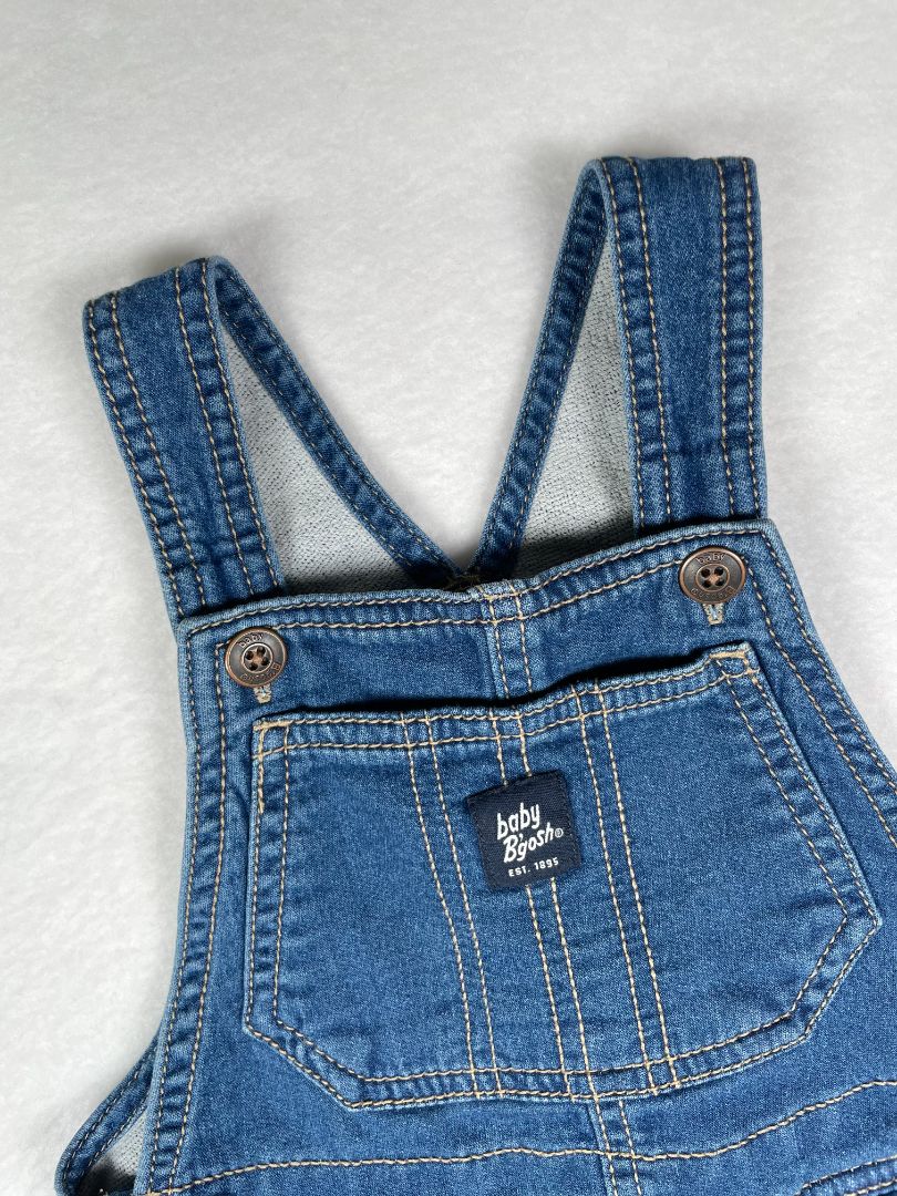 24 mo OshKosh B'Gosh, Blue, Denim overalls w/ snap legs & adjustable straps - soft + slight stretch