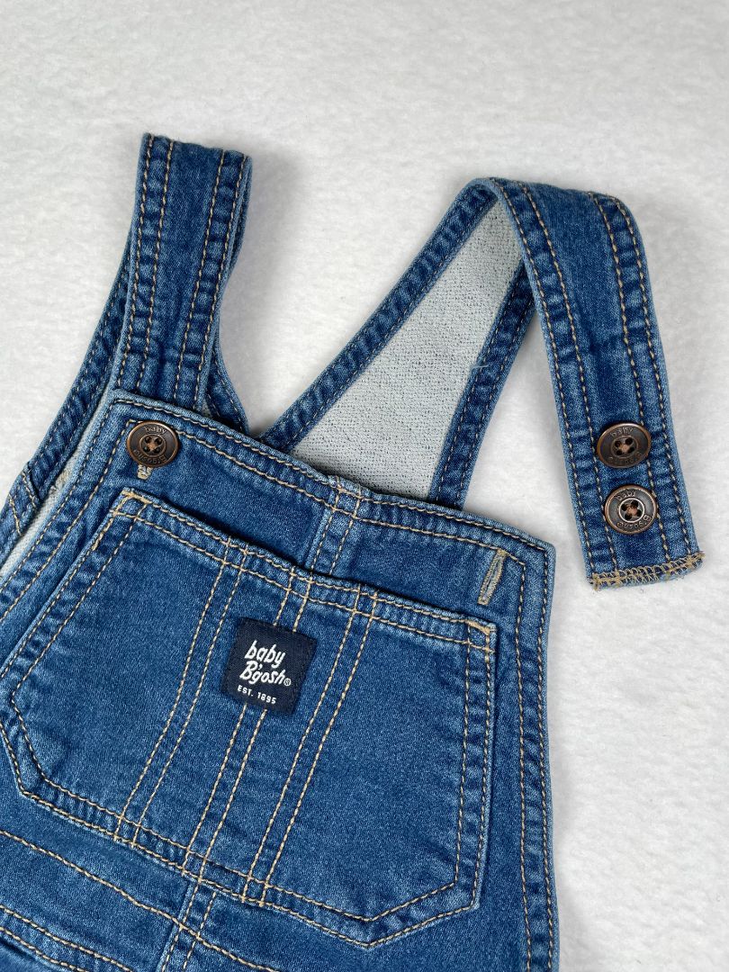 24 mo OshKosh B'Gosh, Blue, Denim overalls w/ snap legs & adjustable straps - soft + slight stretch