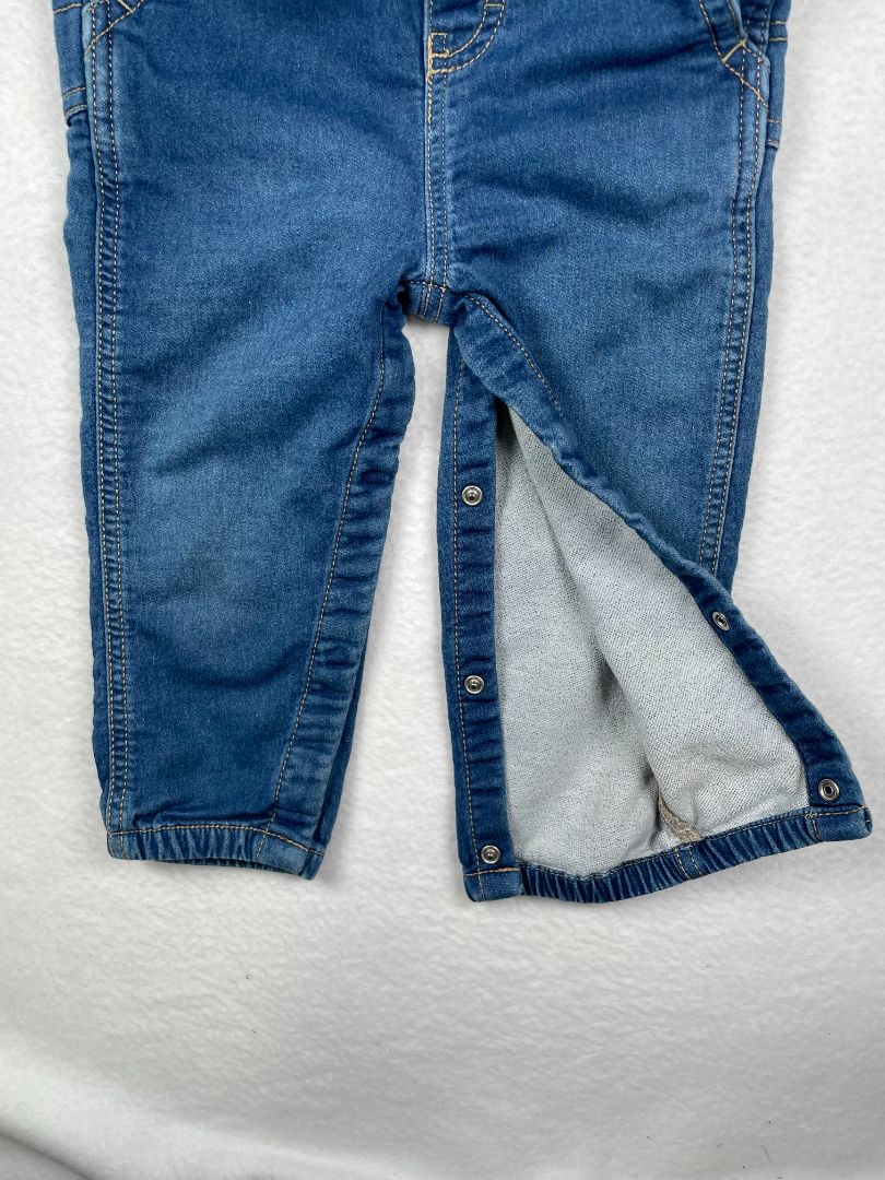 24 mo OshKosh B'Gosh, Blue, Denim overalls w/ snap legs & adjustable straps - soft + slight stretch
