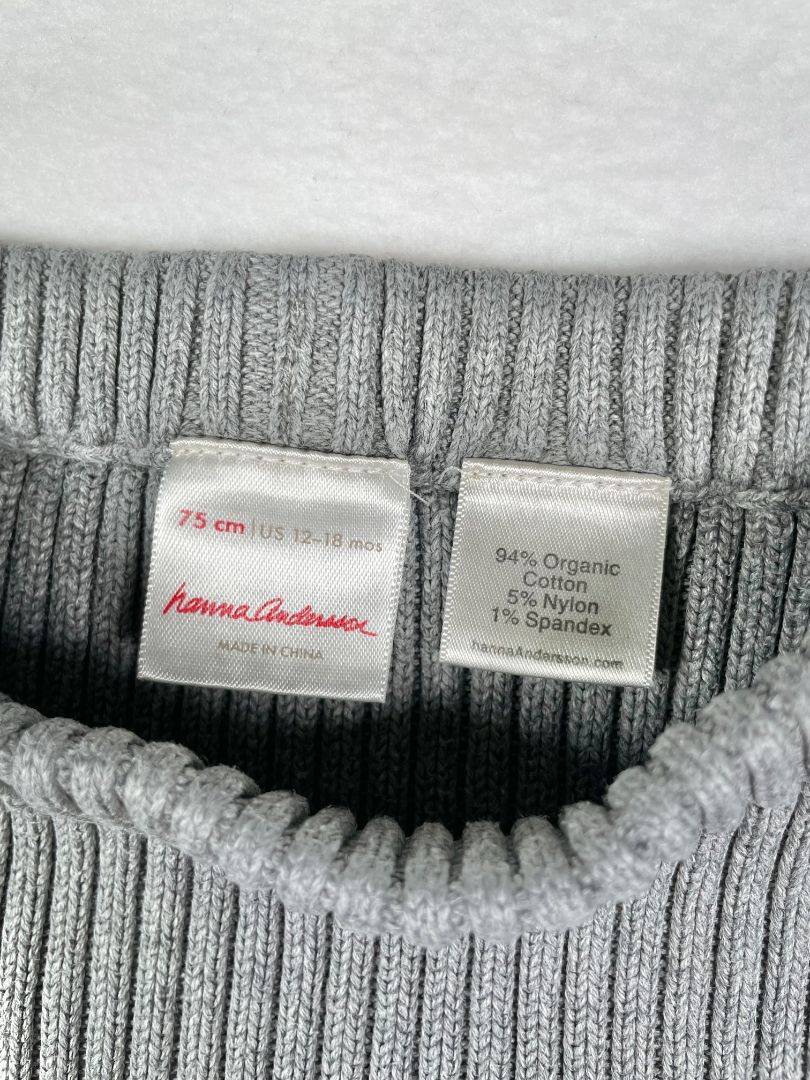 12-18 mo Hanna Andersson, Grey, Solid sweater leggings, ribbed