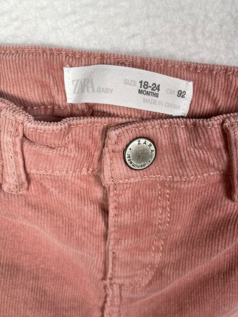 18-24 mo, Zara, Pink, Corduroy pants with stretch, adjustable and snap closure