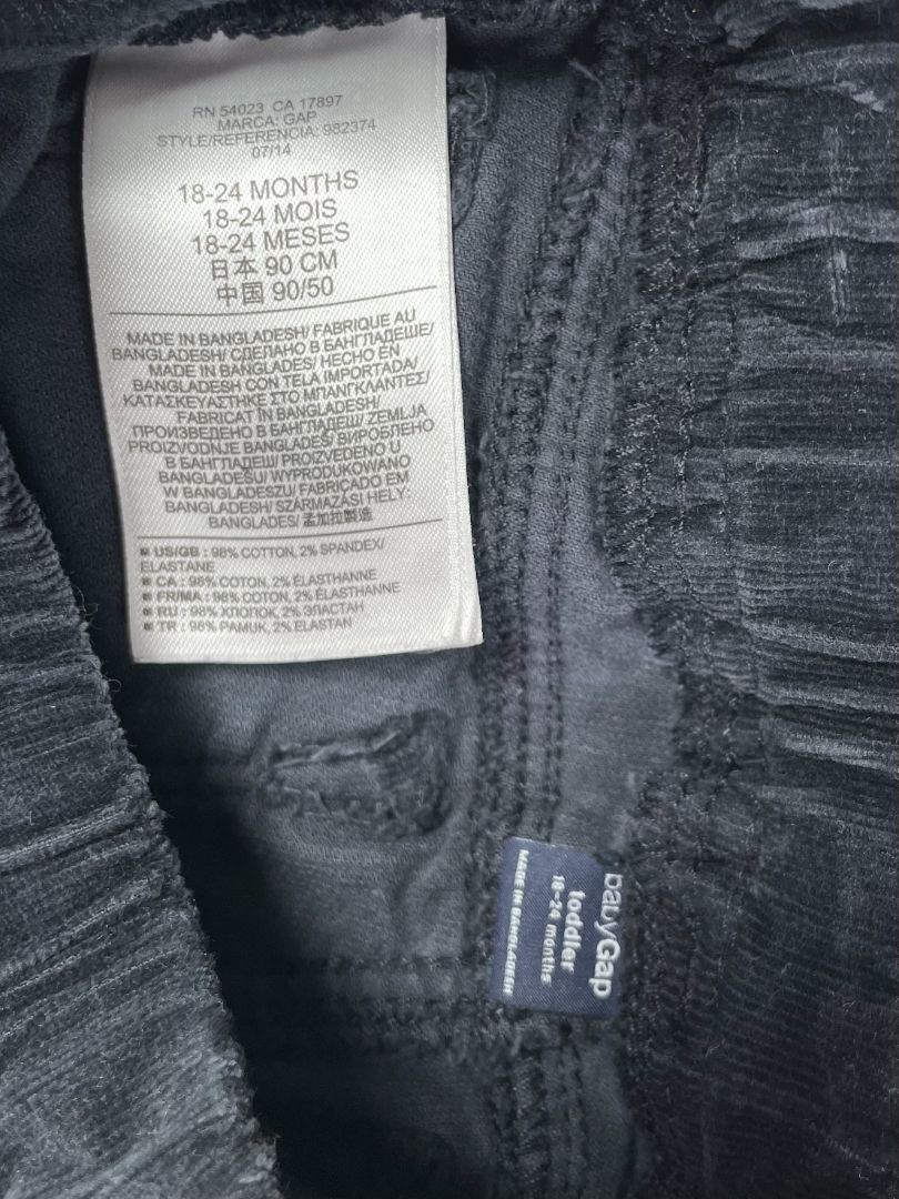 18-24 mo, babyGap, Black, Pull-on corduroy pants