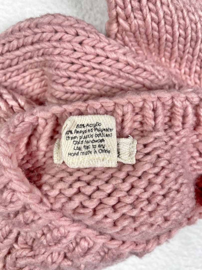 12-18 mo, Huggalugs, Pink, Hand knit "snow bunny" chunky sweater