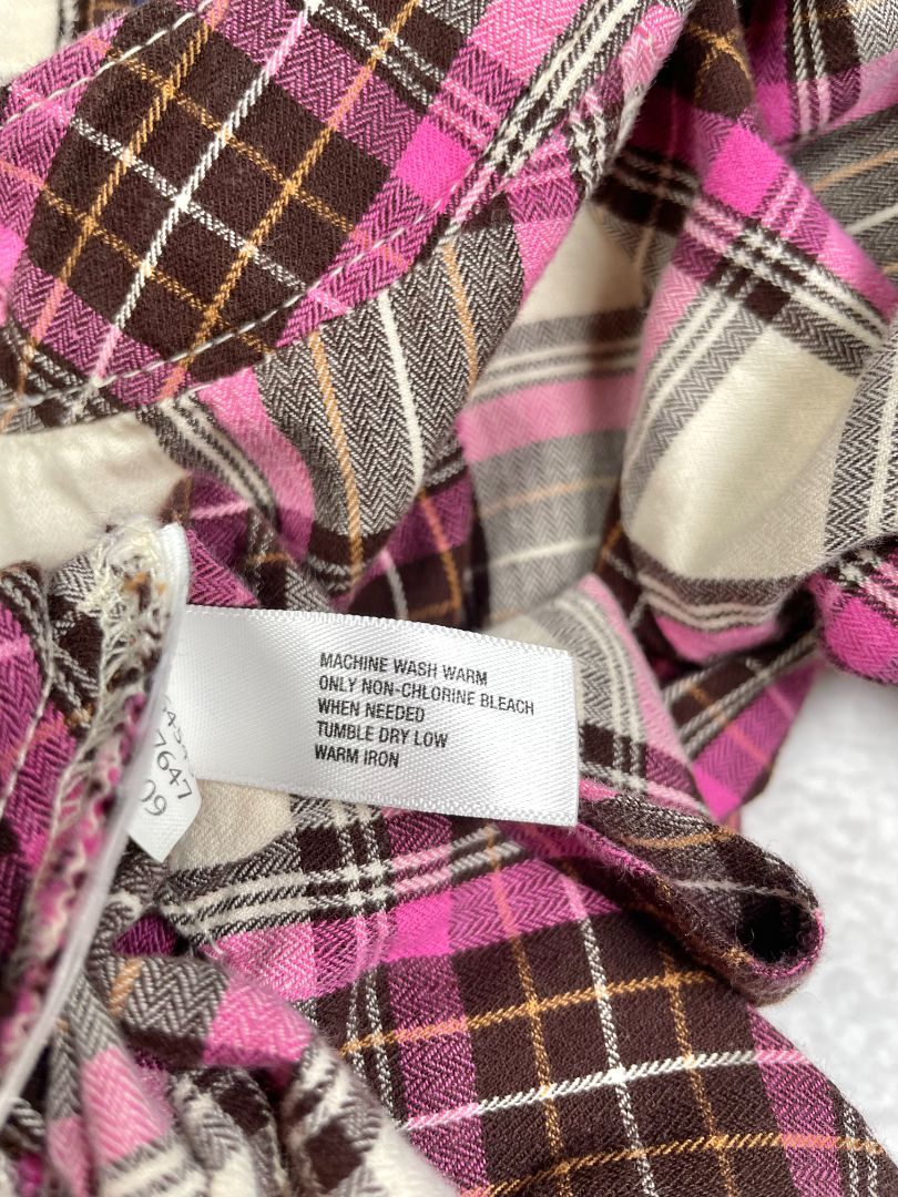 12-18 mo, babyGap, Cream, Pink/brown plaid drop-waist dress