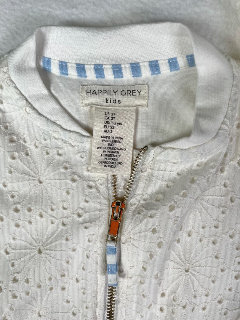 2/2T, Happily Grey, Cream, Embroidered bomber jacket
