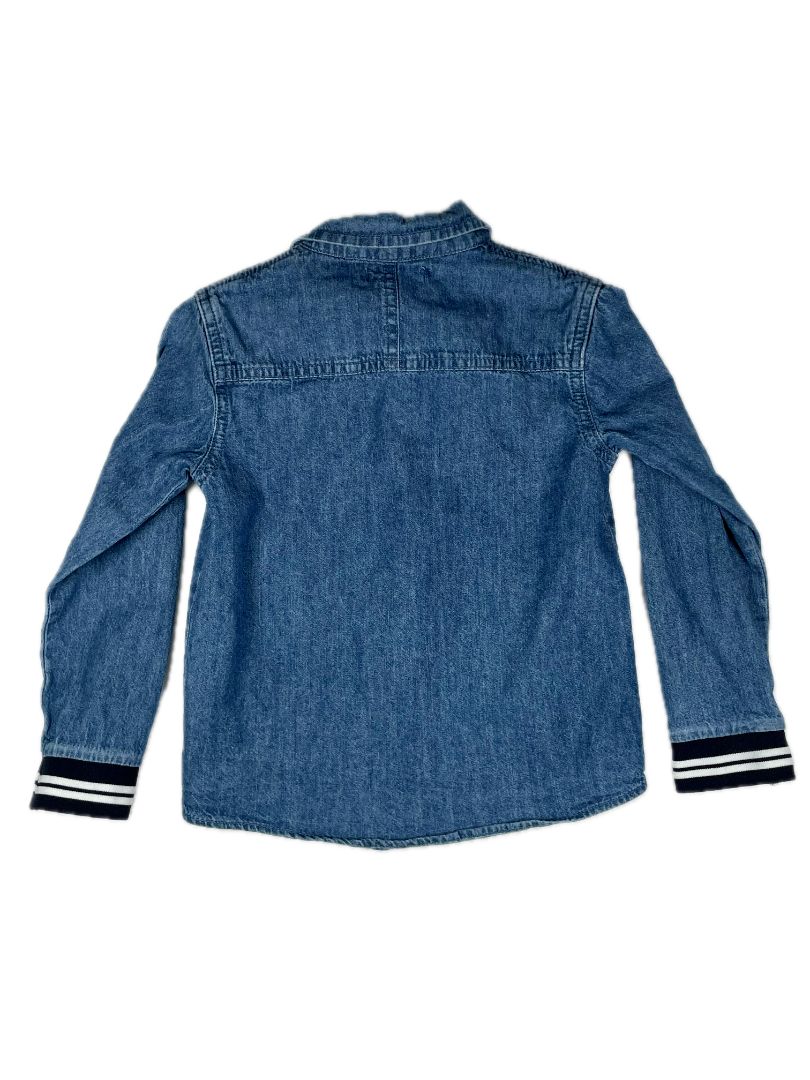 4/4T 7 for All Mankind, Blue, Long-sleeve dark chambray shirt w/ pearl snaps, banded cuffs