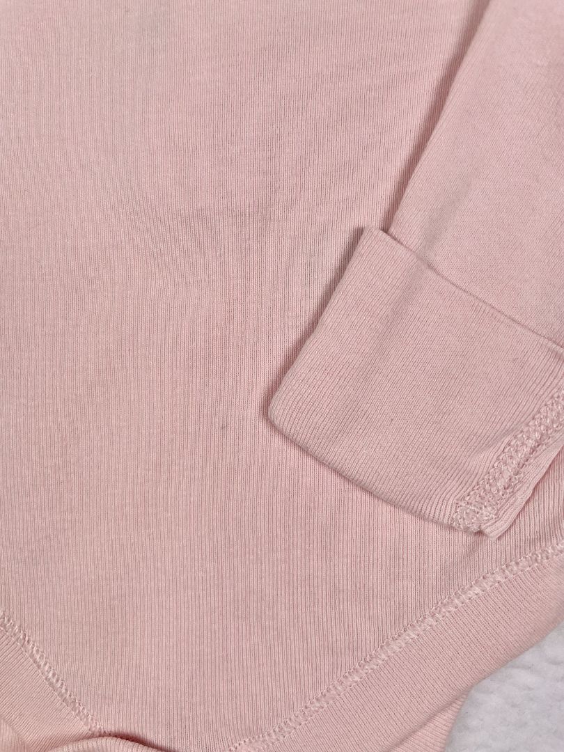 0-3 mo M&S, Pink, Long-sleeve bodysuit w/ ruffle collar & hand covers