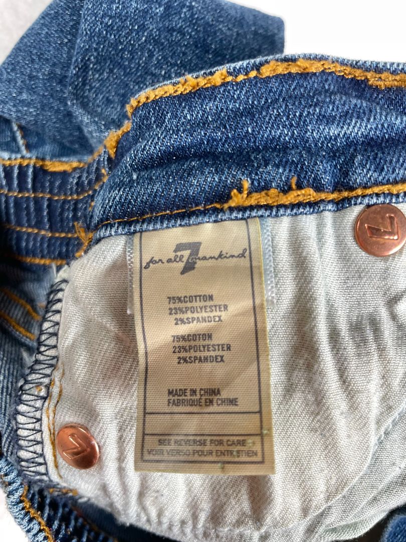 12 mo, 7 for All Mankind, Blue, Stretch skinny jeans, elastic waist with snap