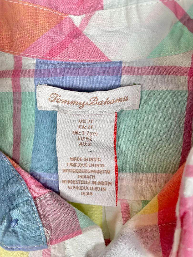2/2T Tommy Bahama, Multi, Pastel plain short-sleeve button-up shirt