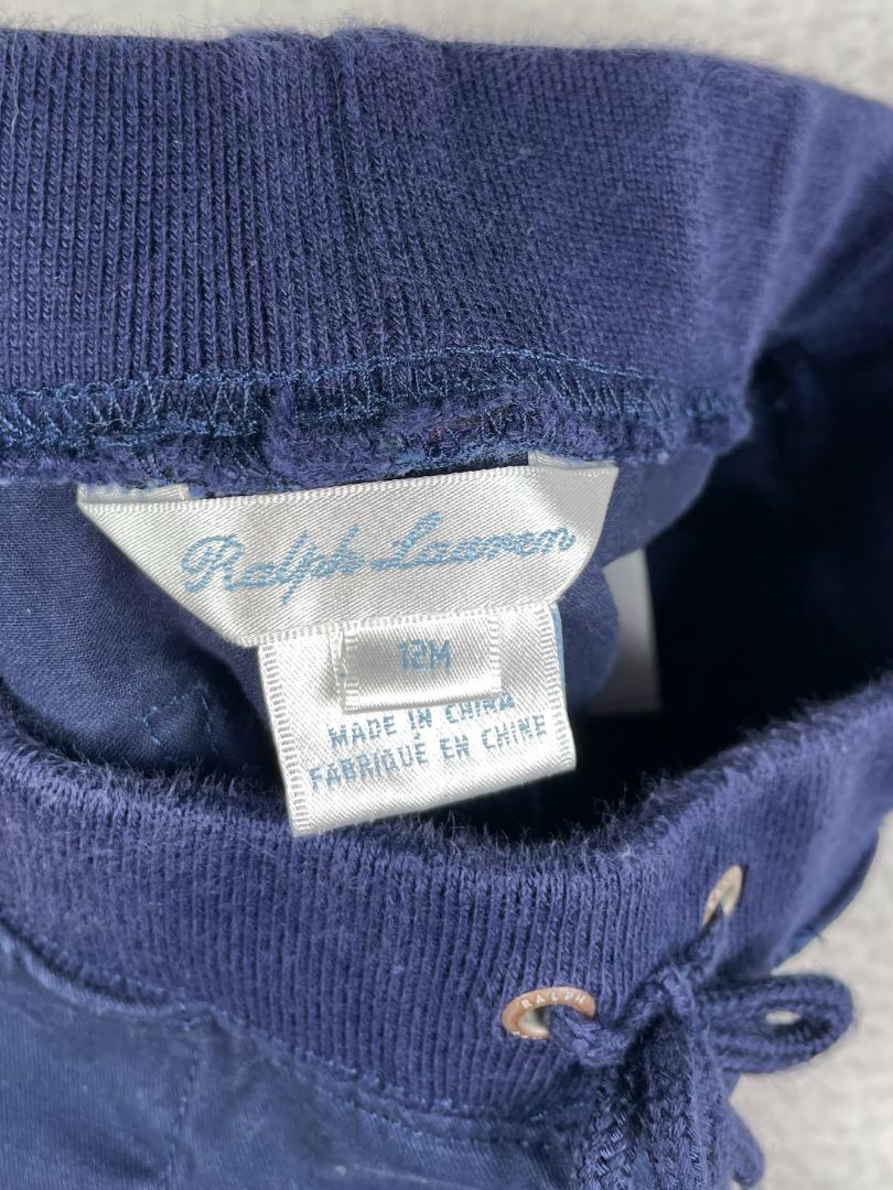 12 mo, Ralph Lauren, Blue, Pull-on chino jogger pants, decorative tie