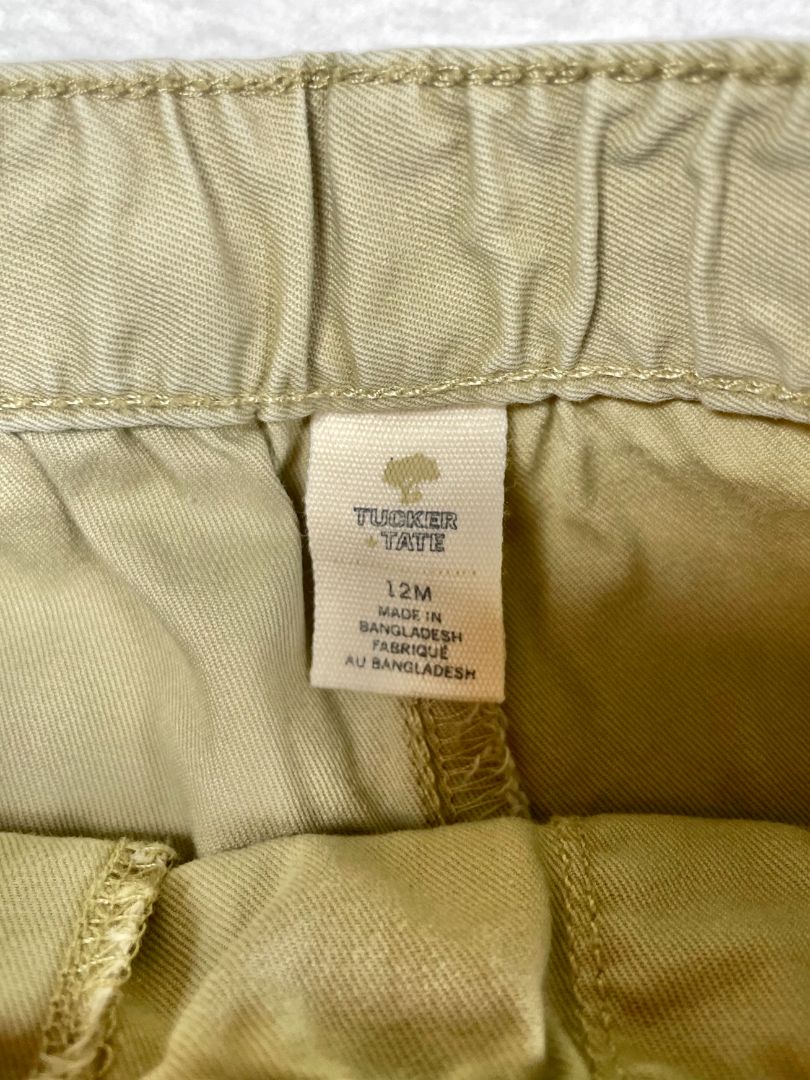12 mo, Tucker + Tate, Brown, Pull-on khaki pants, decorative tie
