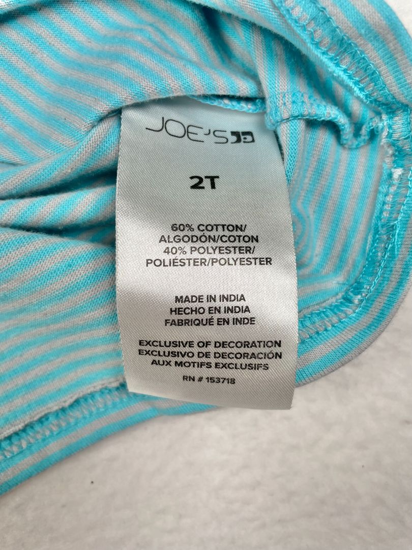 2/2T Joe's, Blue, Short-sleeve henley t-shirt, grey stripe