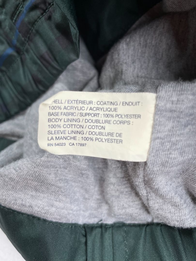 18-24 mo babyGap, Green, Plaid jersey-lined windbreaker, hooded, green/navy/blue
