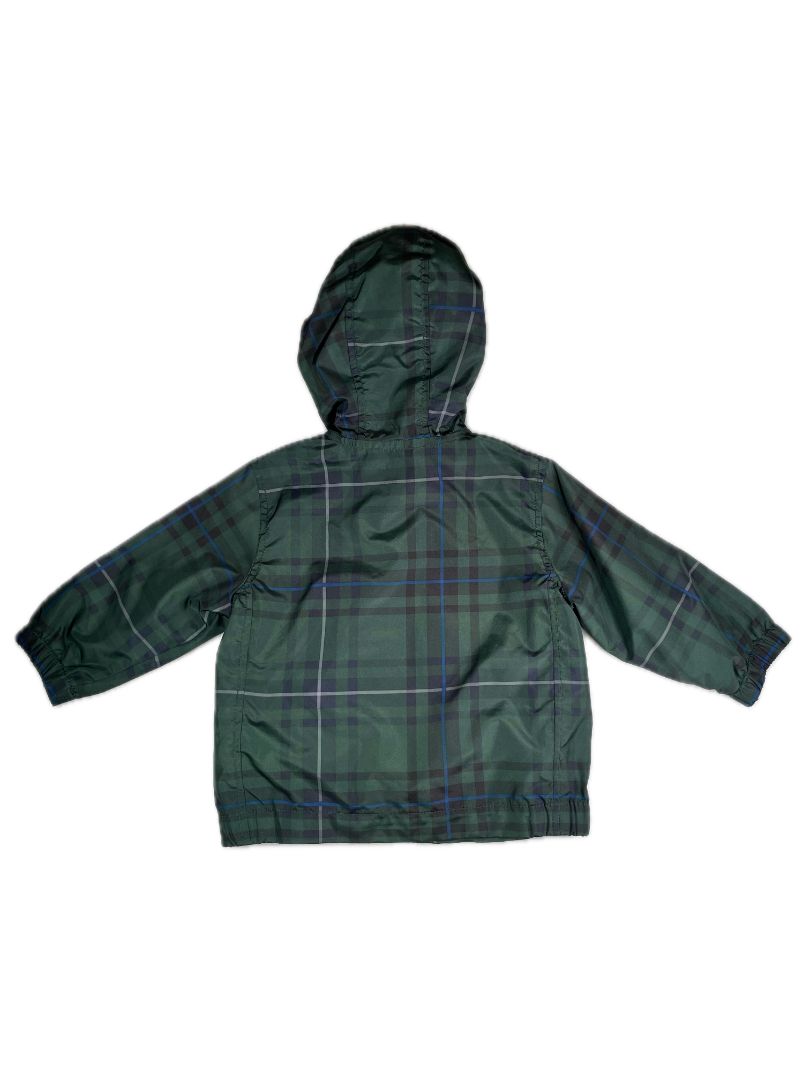 18-24 mo babyGap, Green, Plaid jersey-lined windbreaker, hooded, green/navy/blue
