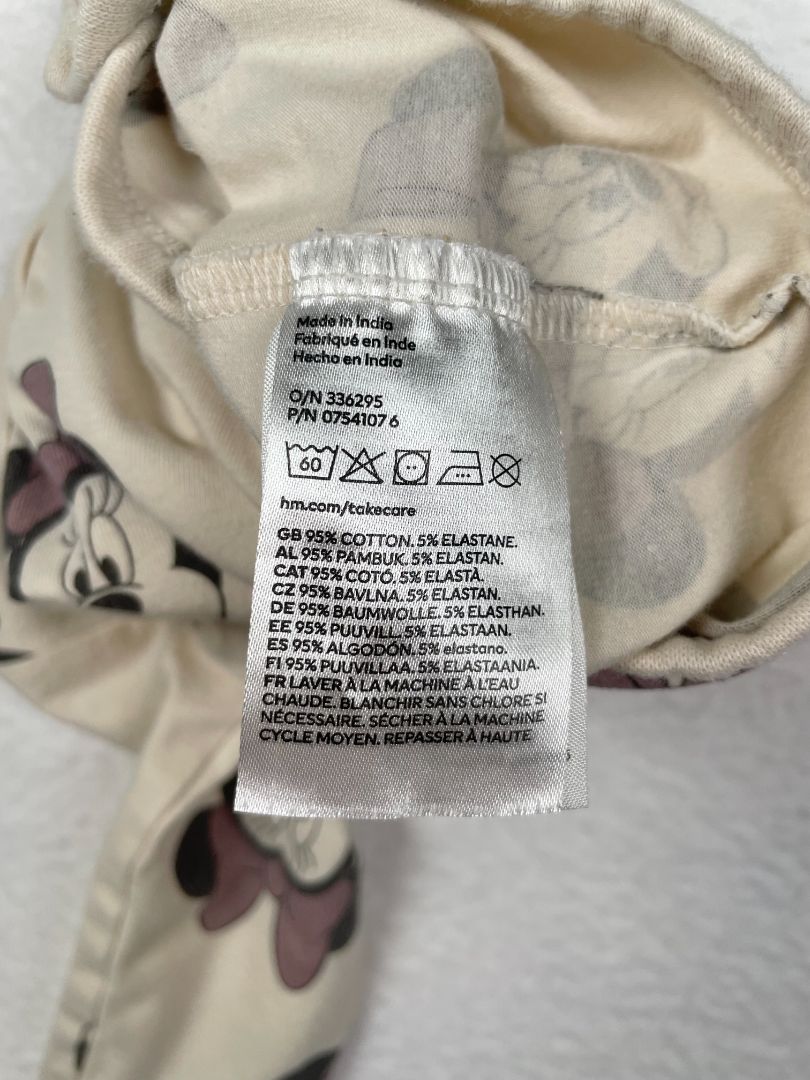 3 mo, H&M, Neutral, Minnie Mouse print long-sleeve bodysuit