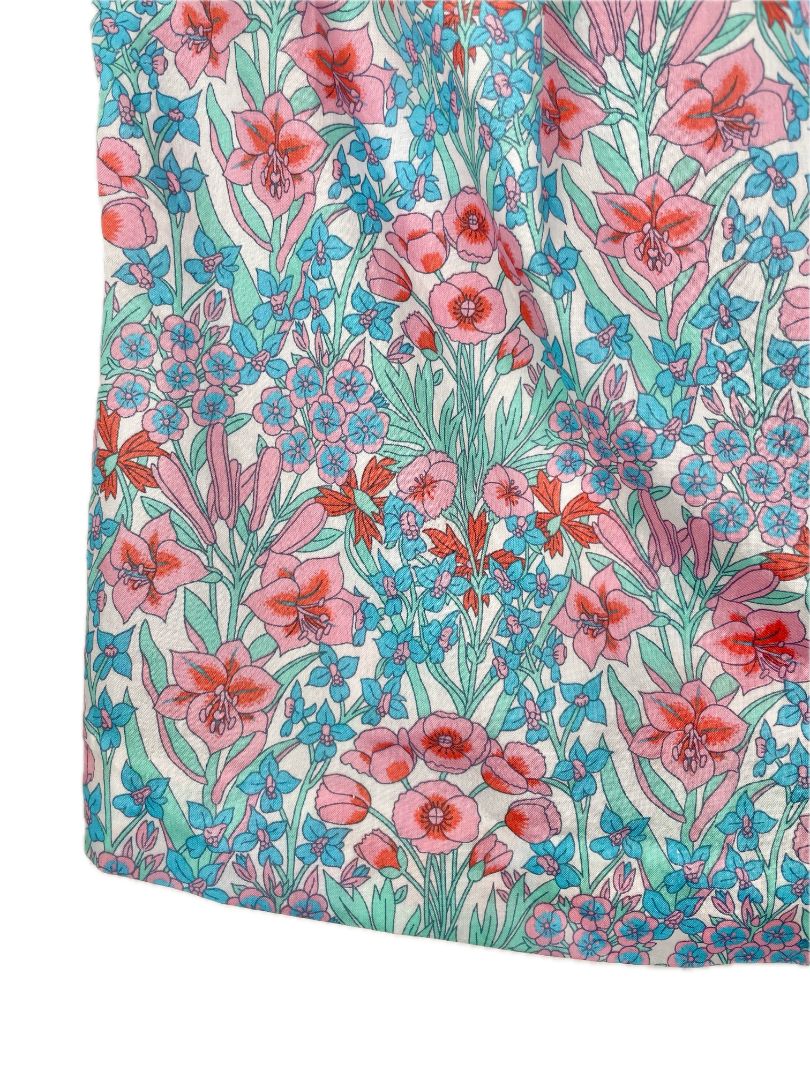 36 mo, Jacadi, Multi-color, Sleeveless, spring floral cotton blouse, button-up/collared, blue/pink/green