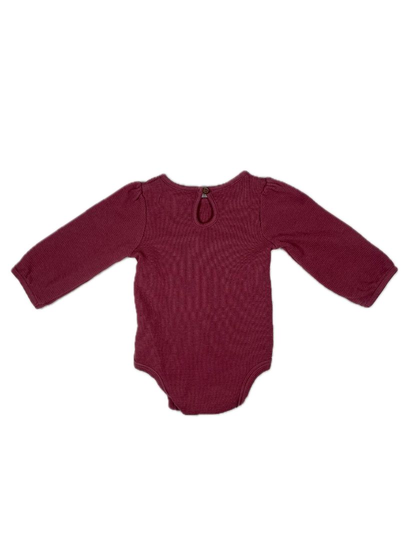 6-12 mo, KENDI, Purple, Long-sleeve bodysuit, waffle-knit organic cotton