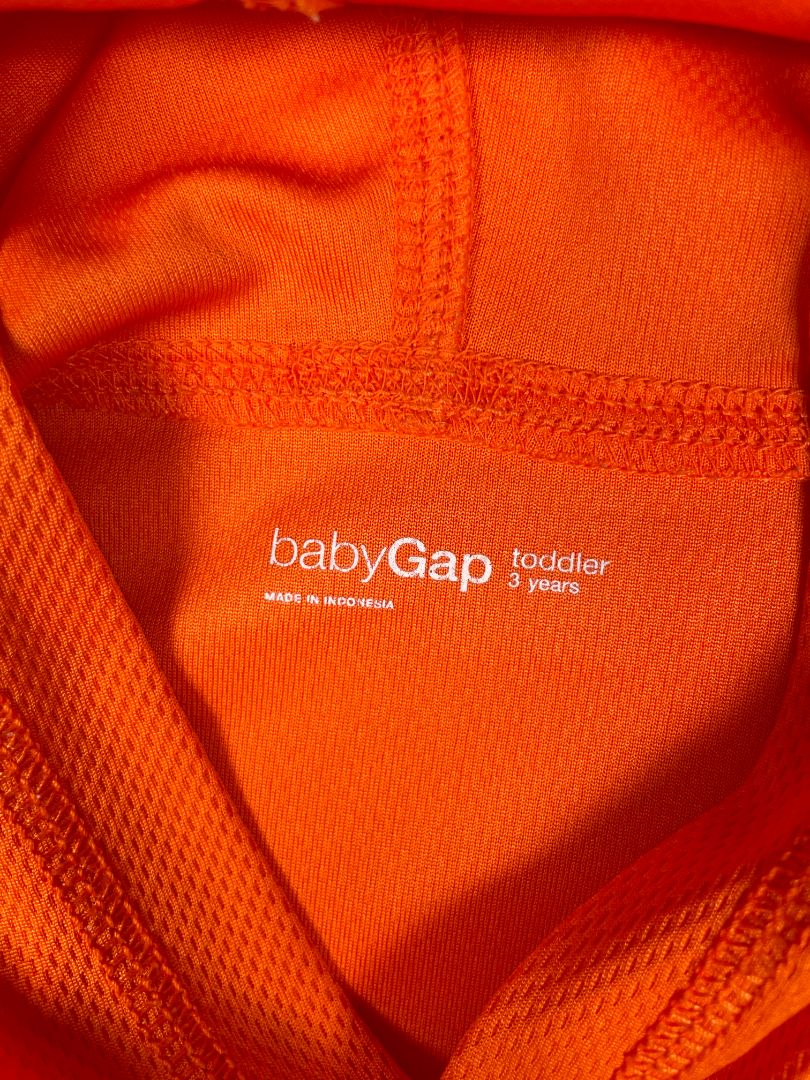 3/3T, babyGap, Orange, Activewear "Surf Division" hooded shirt / layer, front pocket