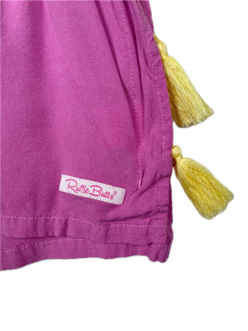0-12 mo, Ruffle Butts, Purple, Kaftan dress w/ yellow tassels