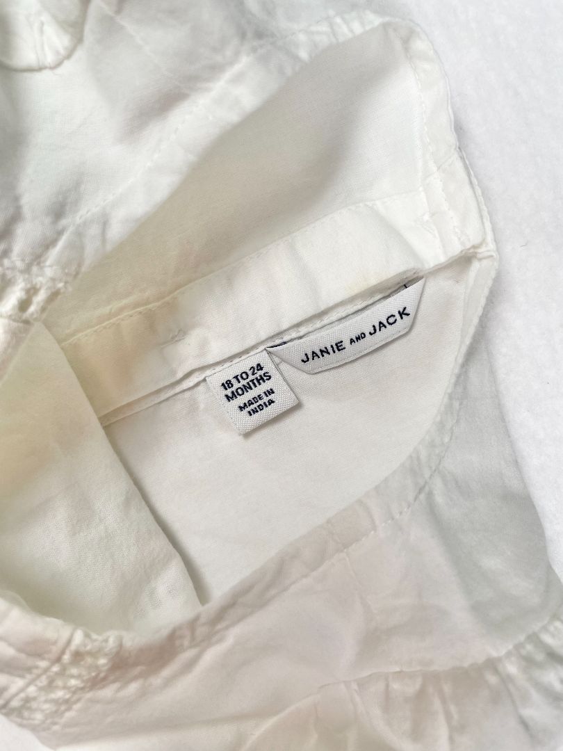 18-24 mo, Janie and Jack, White, Blouse w/ embroidery & bell sleeves, lined