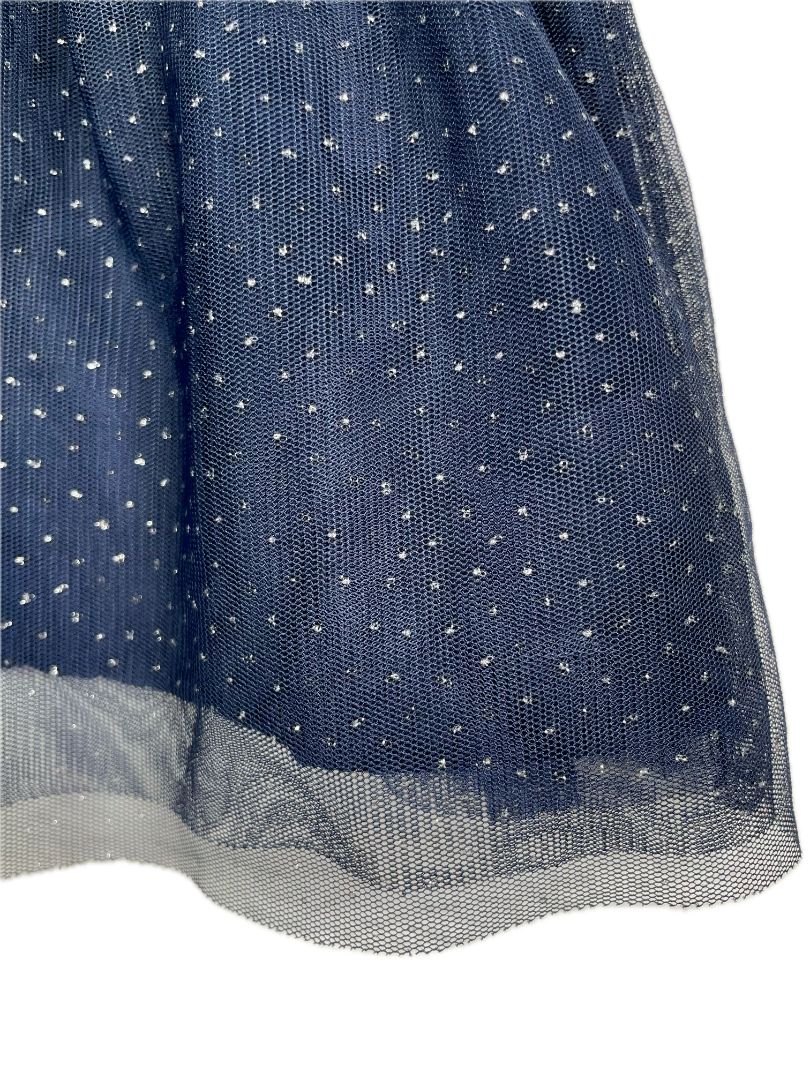 18-24 mo, babyGap, Grey, Sweatshirt-top Mickey & Minnie dress w/ navy & silver polka-dot tulle skirt