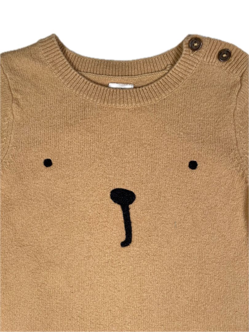 18-24 mo, babyGap, Brown, Cozy long-sleeve coverall w/ bear face, button legs