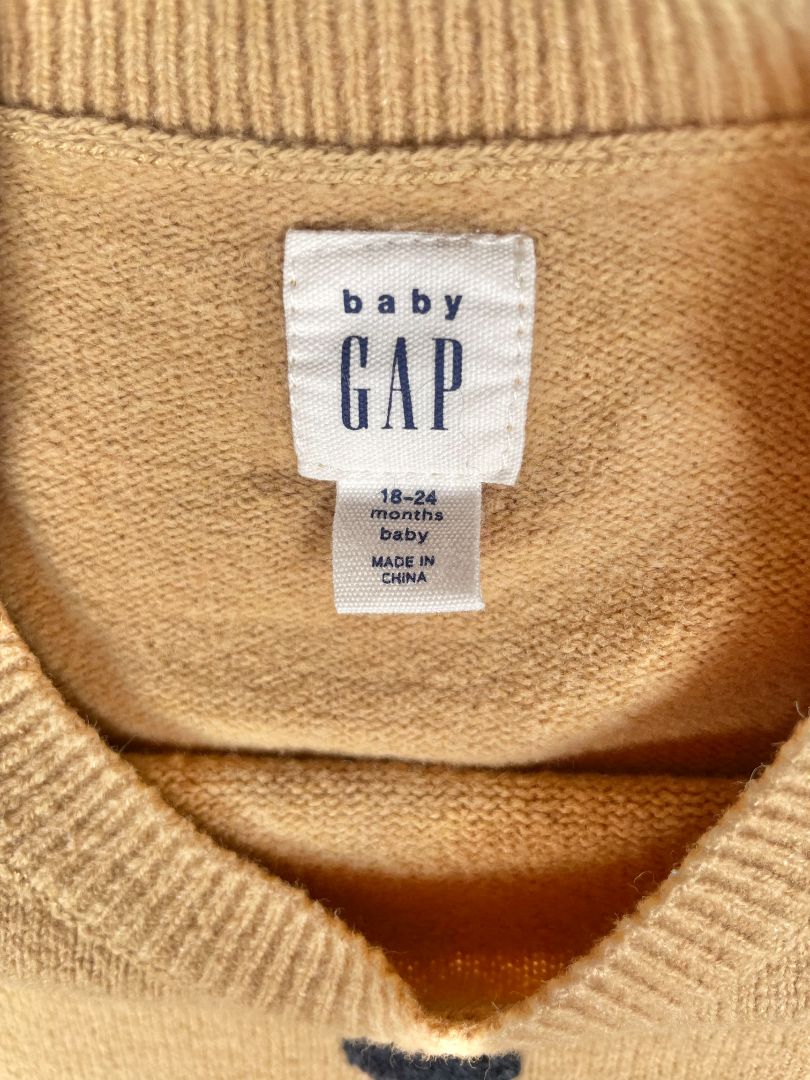 18-24 mo, babyGap, Brown, Cozy long-sleeve coverall w/ bear face, button legs