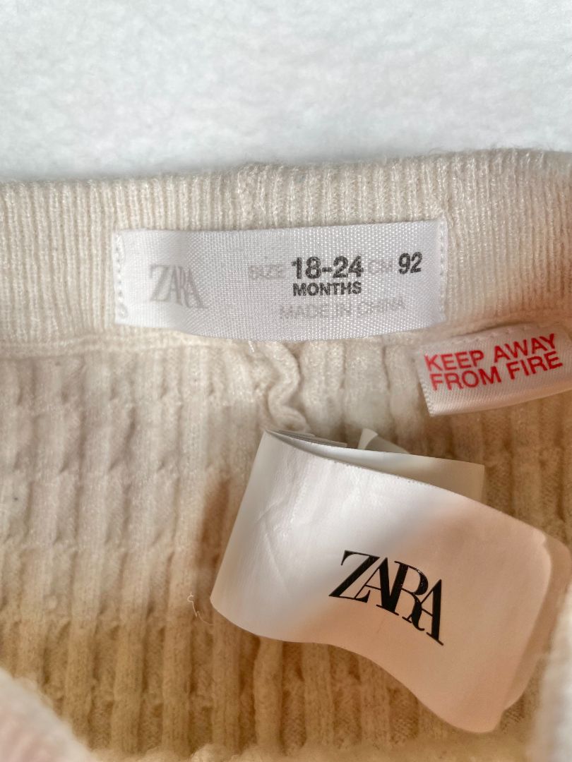 18-24 mo, Zara, Cream, Cable knit pull-on leggings