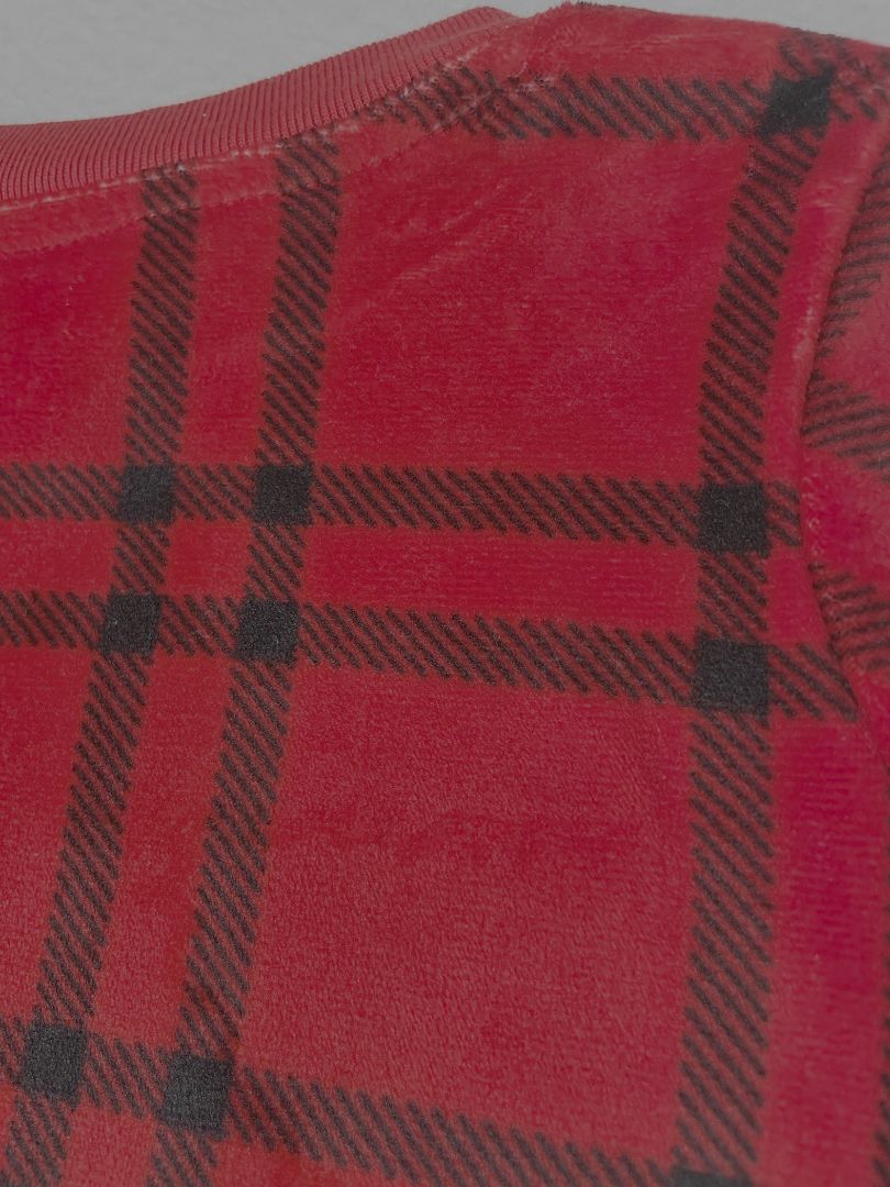 6-9 mo, Cat & Jack, Red, Velour pullover sweatshirt, black plaid