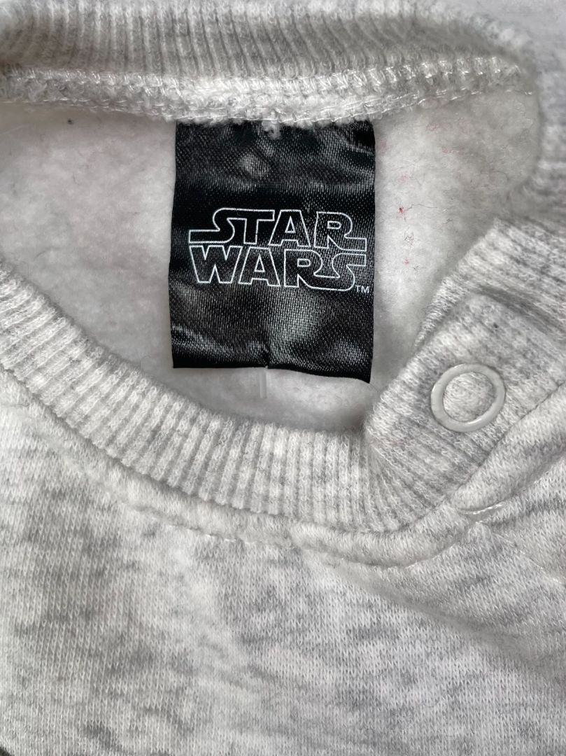 3-6 mo, Star Wars, Grey, Grogru "Cutest in the galaxy" fleece-lined sweatshirt, Baby Yoda