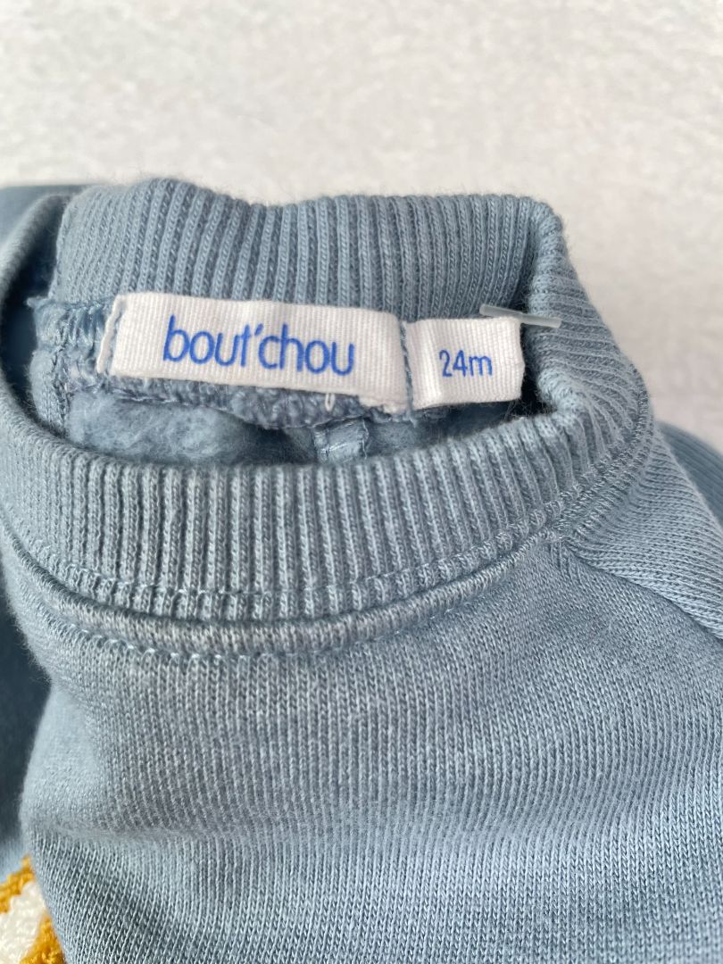 24 mo, Bout'Chou, Blue, Bouclé Shiba Inu sweatshirt