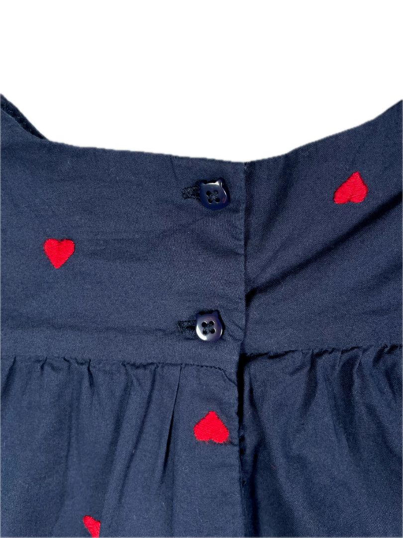3-6 mo, babyGap, Blue, Embroidered heart print long-sleeve lined blouse