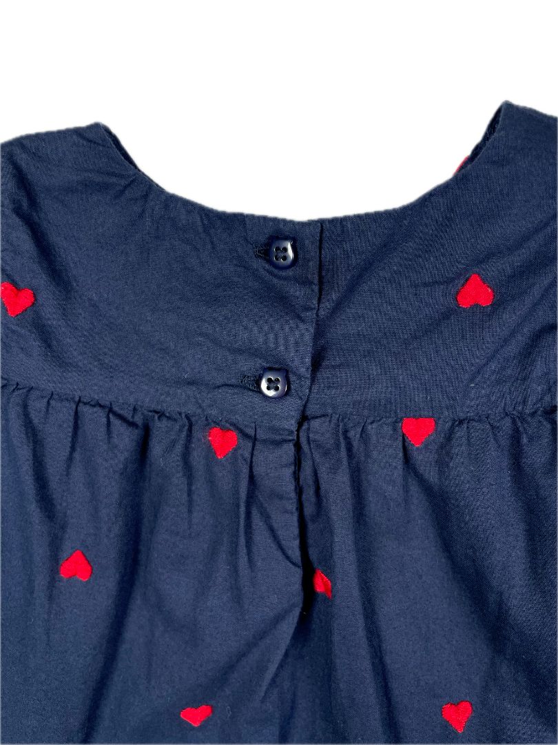3-6 mo, babyGap, Blue, Embroidered heart print long-sleeve lined blouse