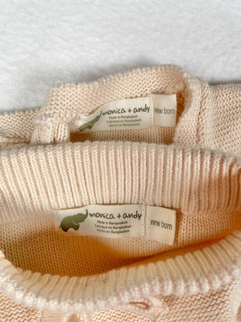 Newborn, Monica + Andy, Cream, Sweater knit top + leggings SET