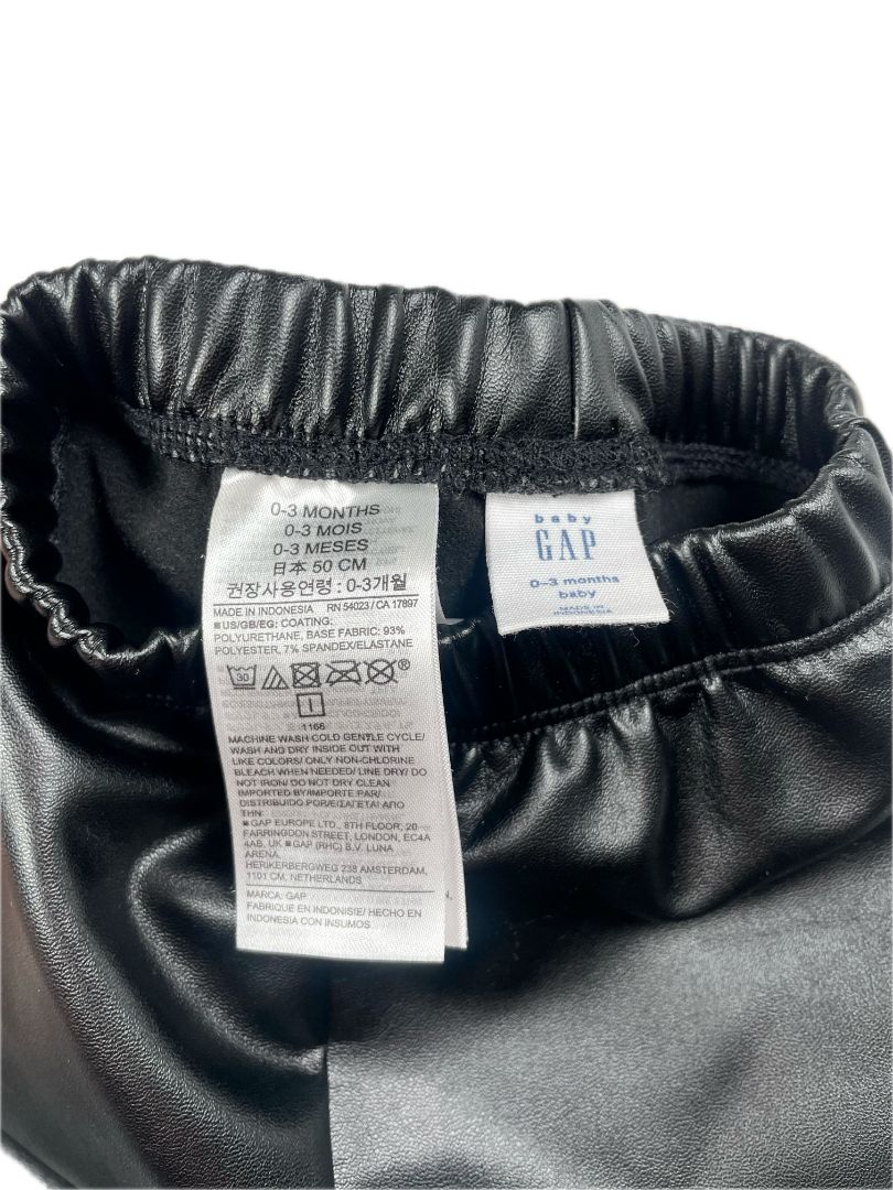 0-3 mo, babyGap, Black, Faux leather leggings
