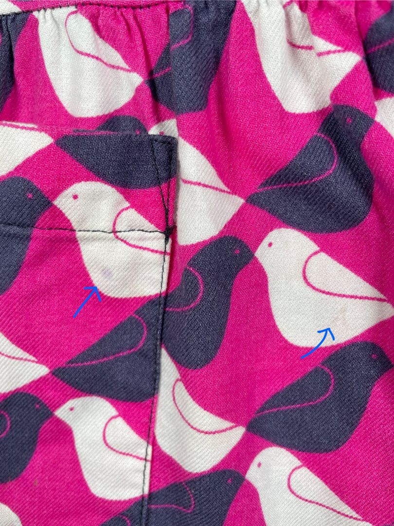 2/2T, Tea Collection, Pink, Short-sleeve drop waist dress, white/blue bird pattern, front pockets