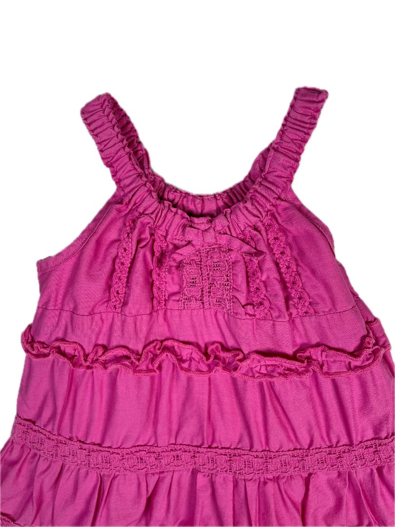 6-9 mo, The Children's Place, Pink, Sleeveless tiered ruffle dress + bloomers SET