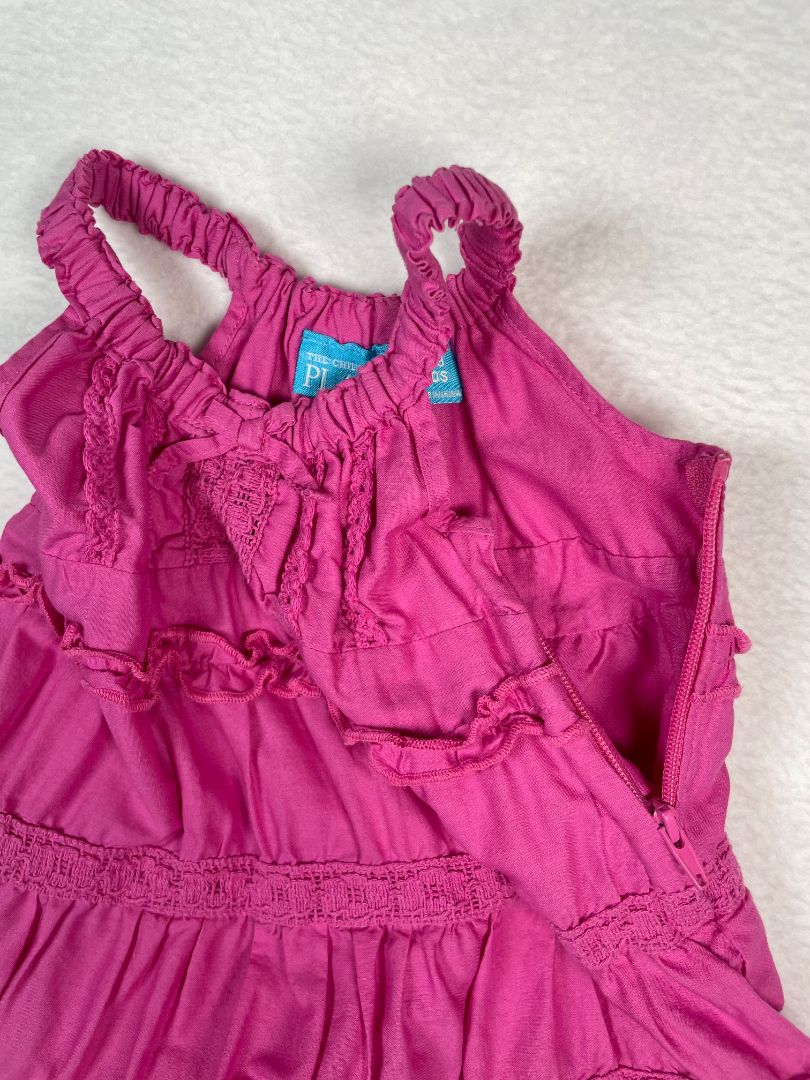 6-9 mo, The Children's Place, Pink, Sleeveless tiered ruffle dress + bloomers SET