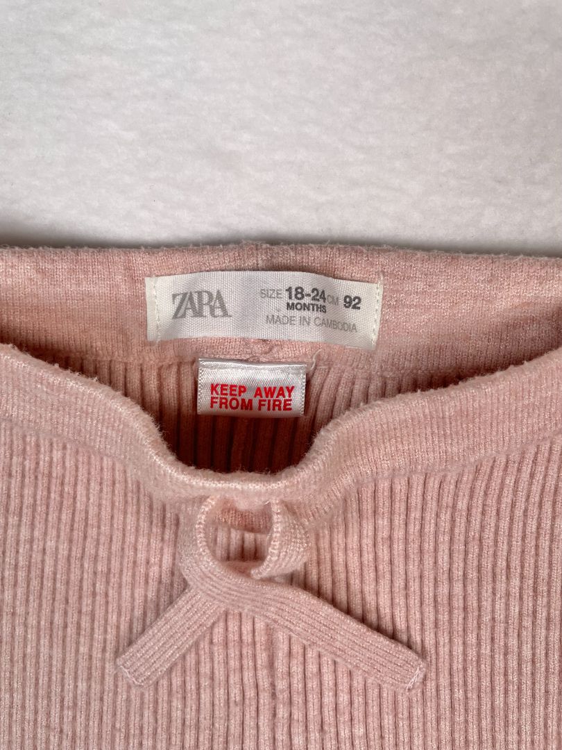 18-24 mo, Zara, Pink, Ribbed sweater leggings, decorative tie