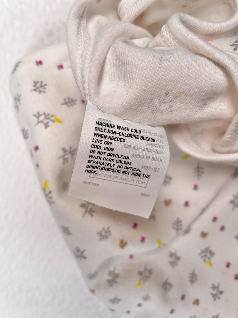 12-18 mo, Uniqlo, White, Small squirrel & floral print long-sleeve bodysuit