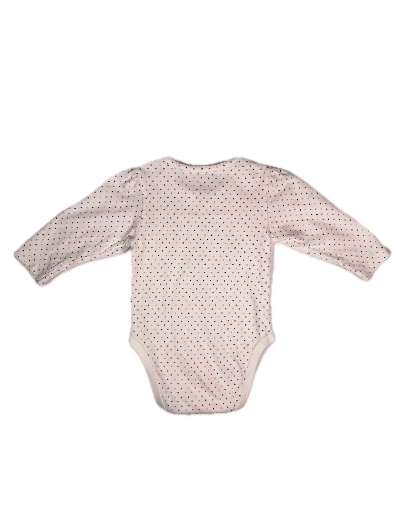 6-9 mo, The Children's Place, Cream, Small polka dot long-sleeve bodysuit, pinks/black, bow