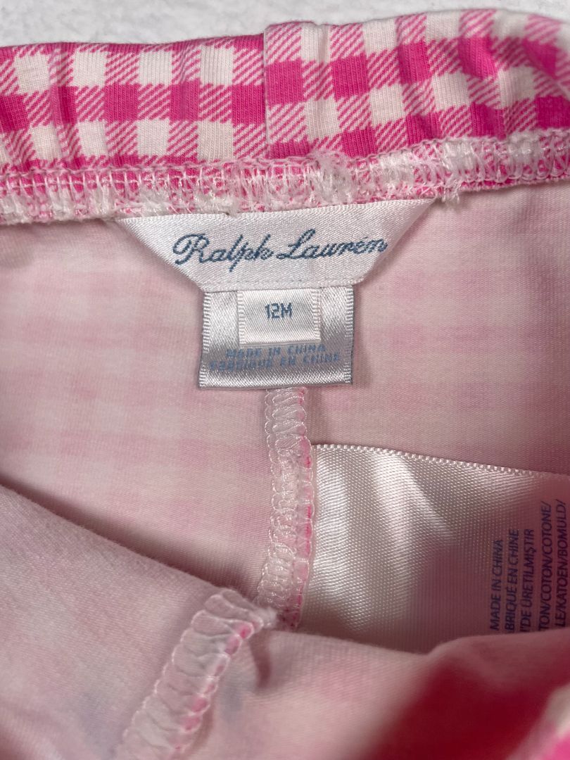 12 mo, Ralph Lauren, Pink, Gingham stretch legging