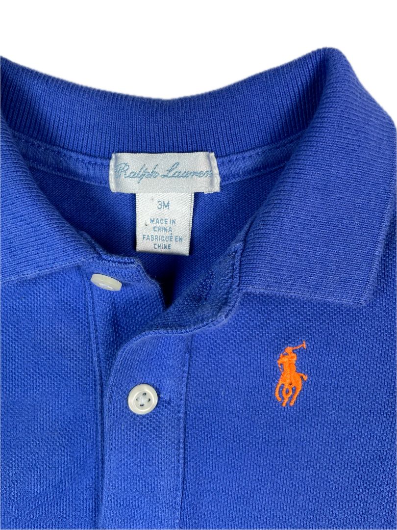 3 mo, Ralph Lauren, Blue, Short-sleeve polo shirt, orange emblem