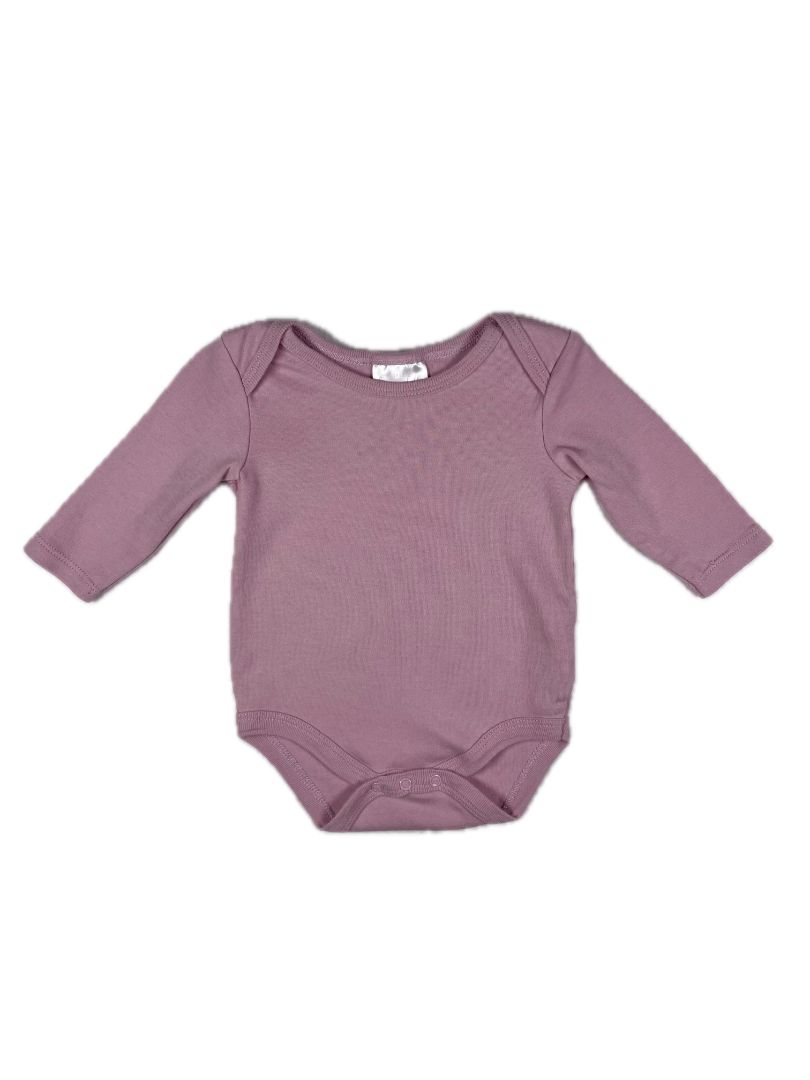 3-6 mo, Très Beau et Belle, Purple, Pima cotton solid long-sleeve bodysuit