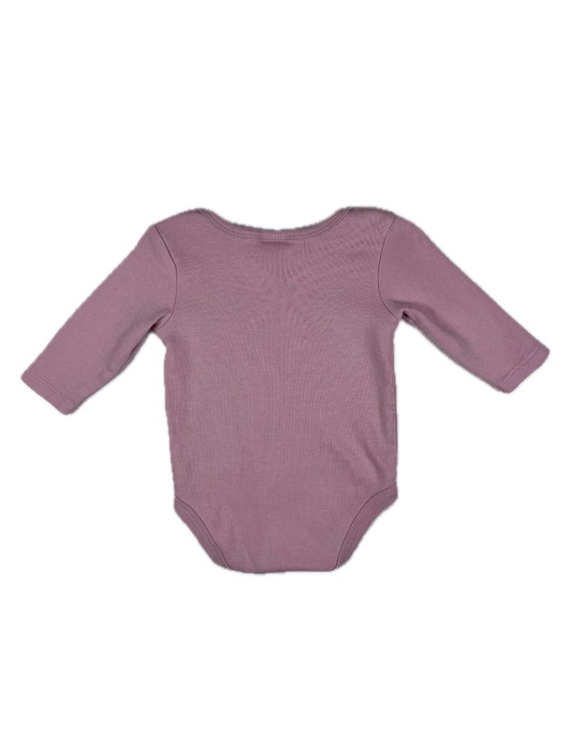 3-6 mo, Très Beau et Belle, Purple, Pima cotton solid long-sleeve bodysuit
