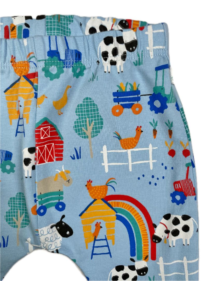 6-9 mo, Next, Blue, Farm print long-sleeve top & legging SET