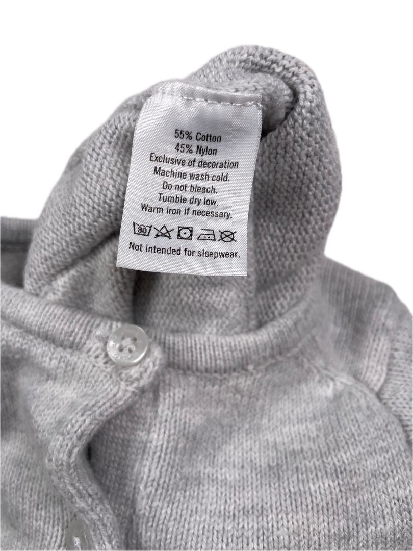 0-3 mo, Janie and Jack, Grey, Bunnies + carrots knit coverall, button legs, pockets on rear